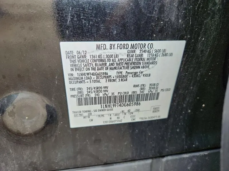 2013 LINCOLN MKS   