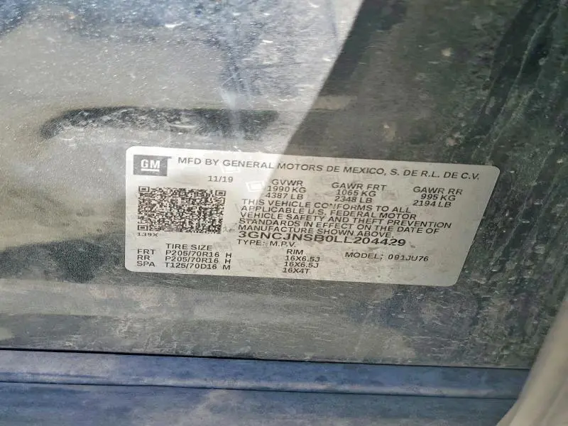 2020 CHEVROLET TRAX   