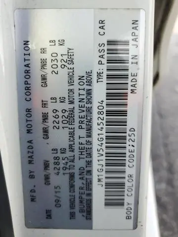 2016 MAZDA 6 TOURING  