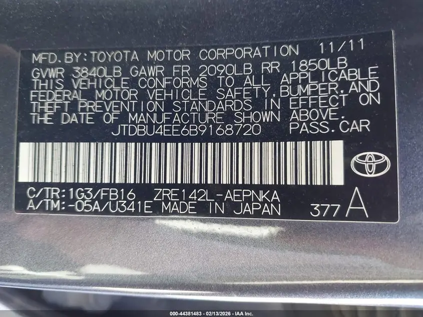 2011 TOYOTA COROLLA LE