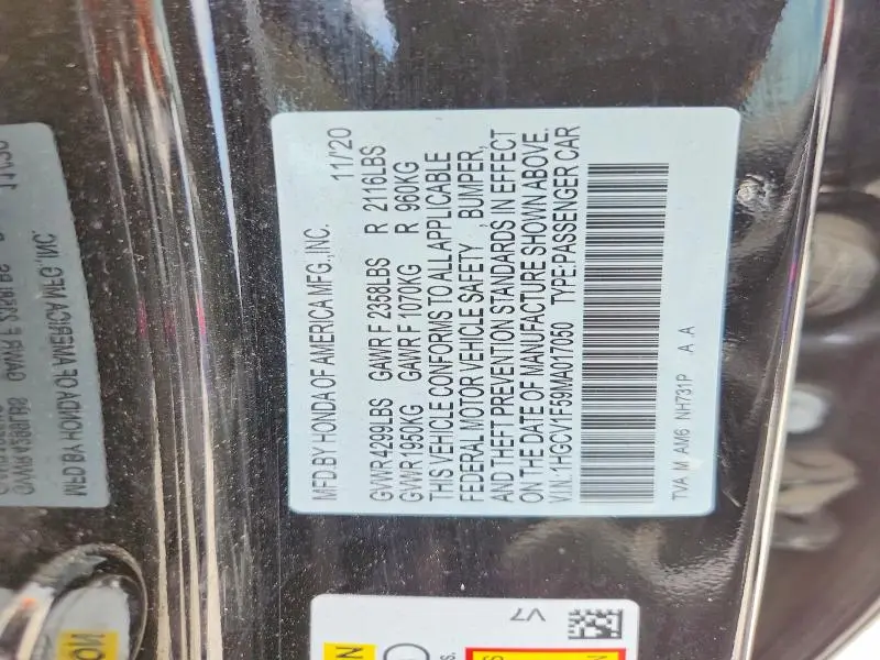 2021 HONDA ACCORD EXL  