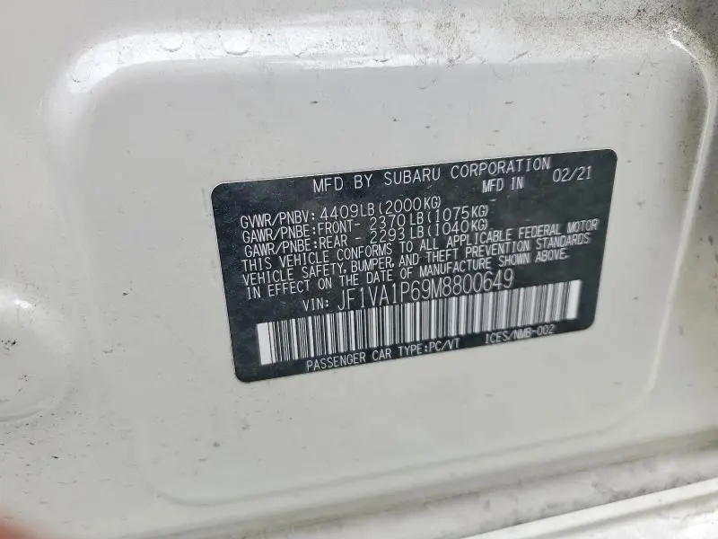 2021 SUBARU WRX LIMITED  