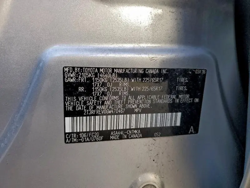 2016 TOYOTA RAV4 XLE  