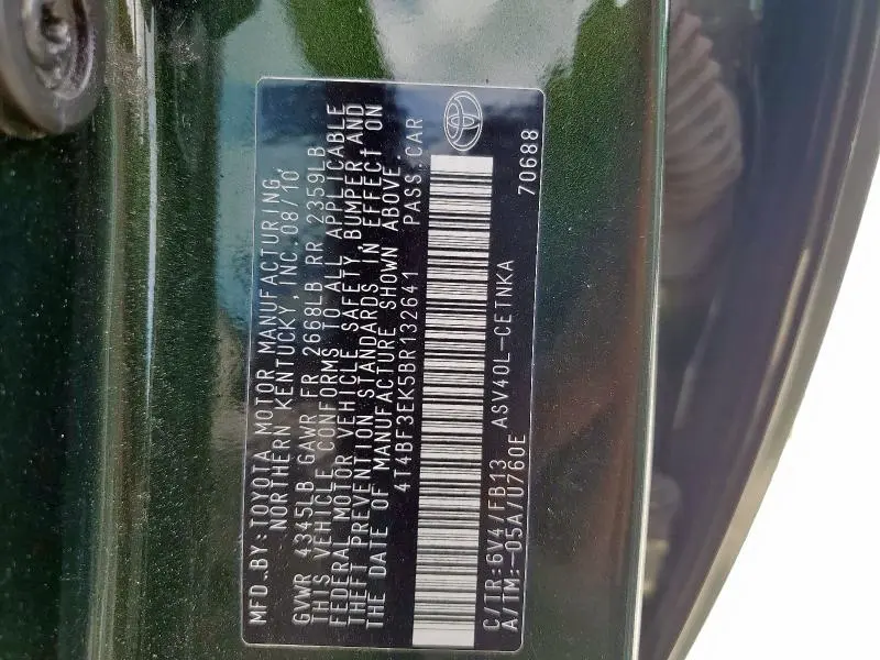 2011 TOYOTA CAMRY BASE  