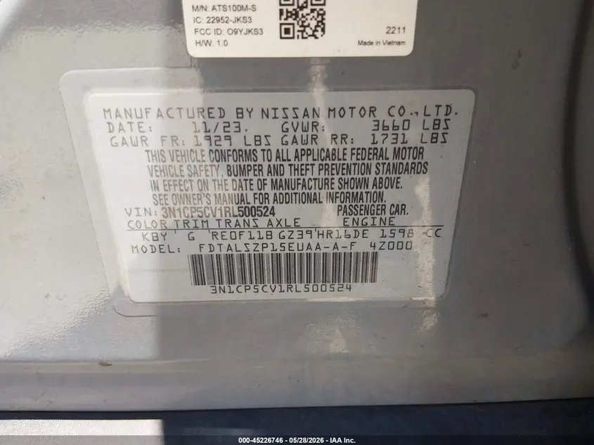 2024 NISSAN KICKS SV XTRONIC CVT