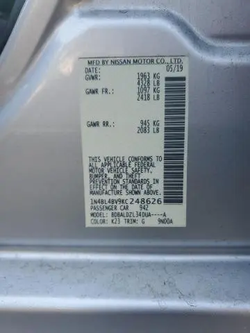 2019 NISSAN ALTIMA S  