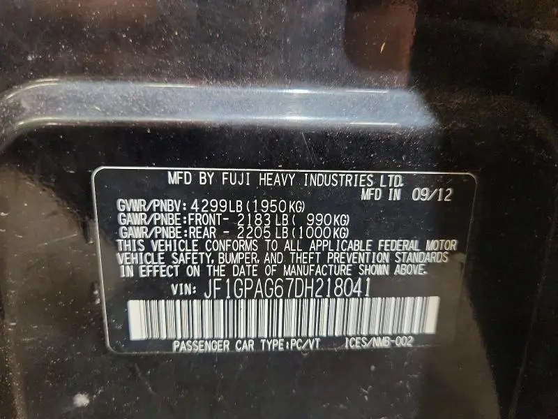 2013 SUBARU IMPREZA LIMITED  