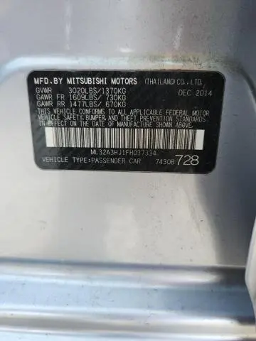 2015 MITSUBISHI MIRAGE DE  