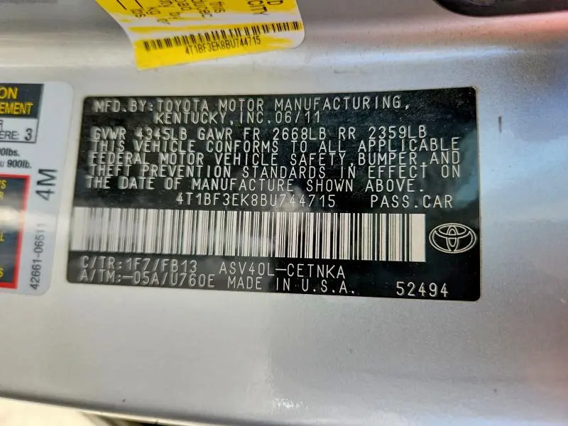 2011 TOYOTA CAMRY LE  