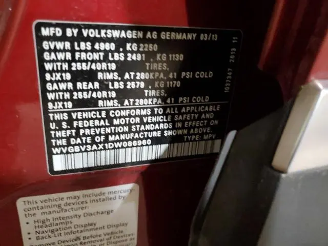 2013 VOLKSWAGEN TIGUAN S  