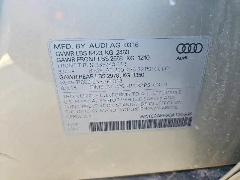 2016 AUDI Q5 PREMIUM  