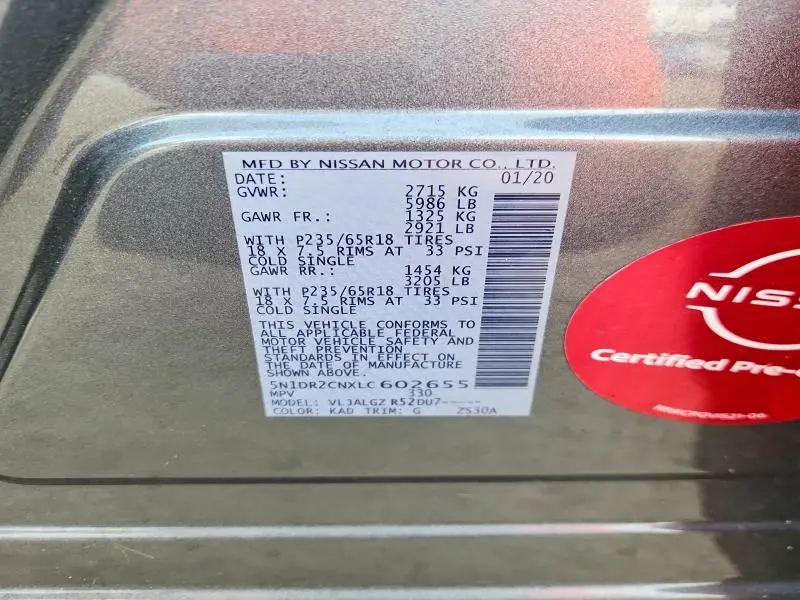 2020 NISSAN PATHFINDER SL  