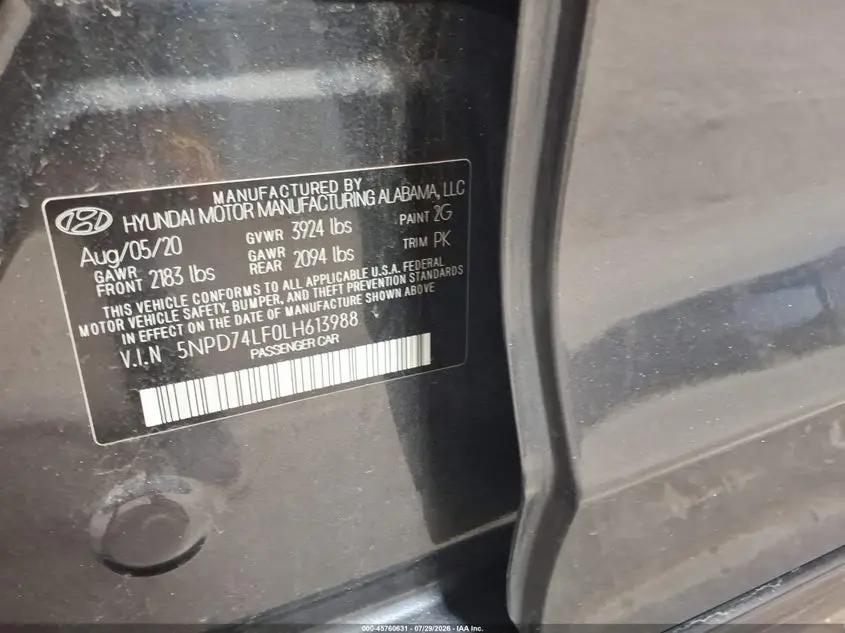 2020 HYUNDAI ELANTRA SE