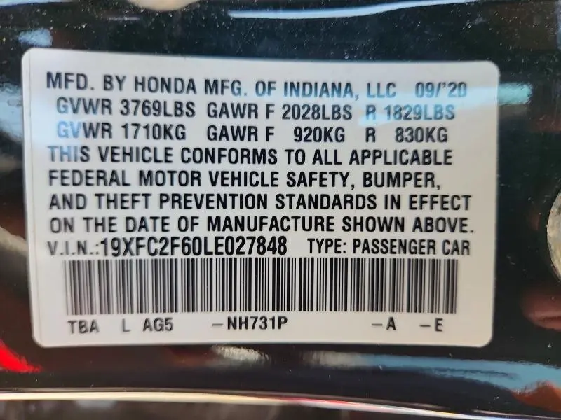 2020 HONDA CIVIC LX  