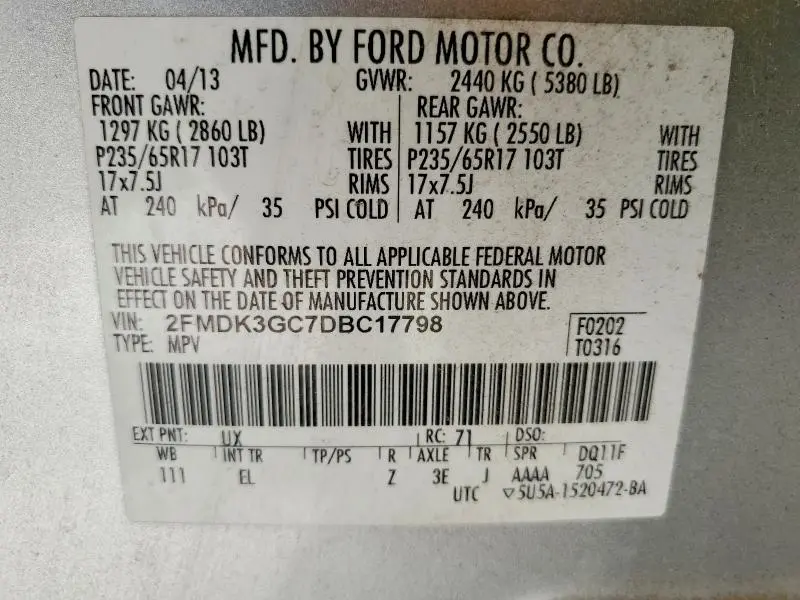 2013 FORD EDGE SE  