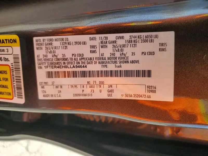 2020 FORD RANGER XL  