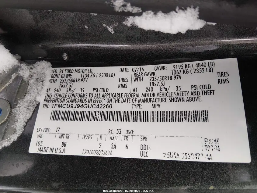 2016 FORD ESCAPE TITANIUM