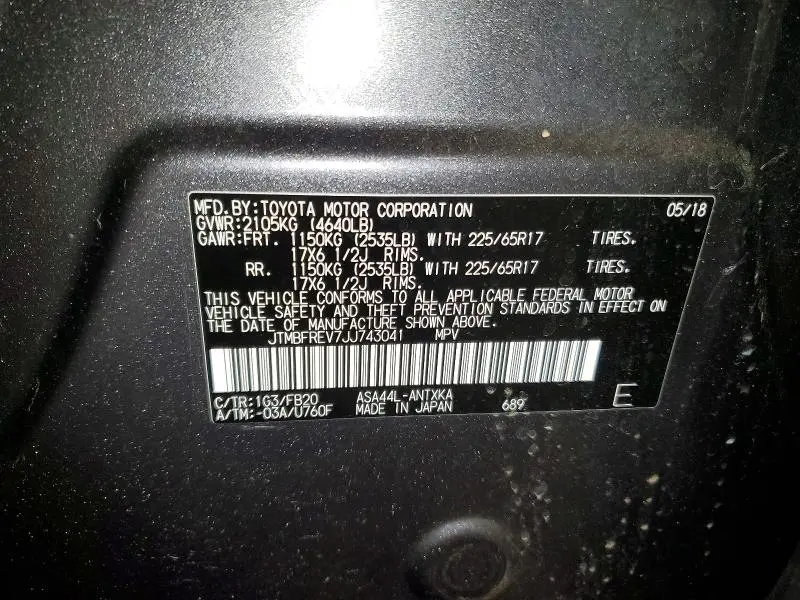 2018 TOYOTA RAV4 LE  