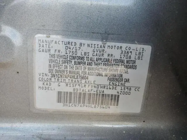 2017 NISSAN VERSA S  