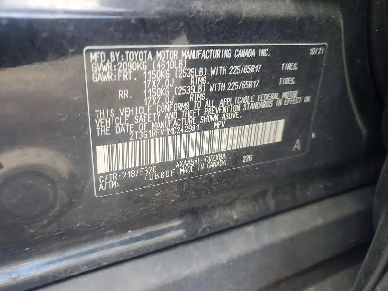 2021 TOYOTA RAV4 LE  