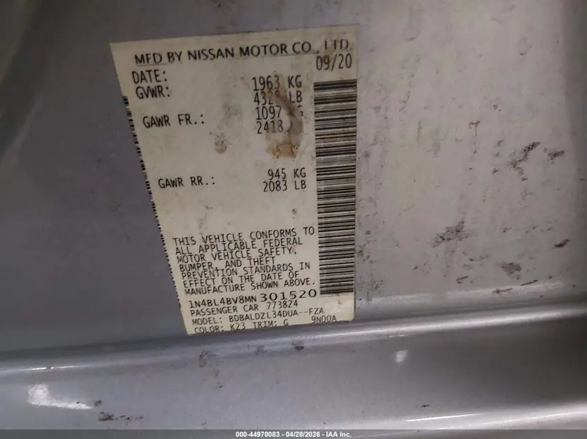 2021 NISSAN ALTIMA S FWD