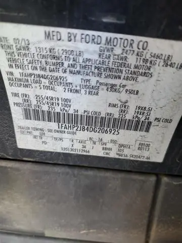 2013 FORD TAURUS LIMITED  