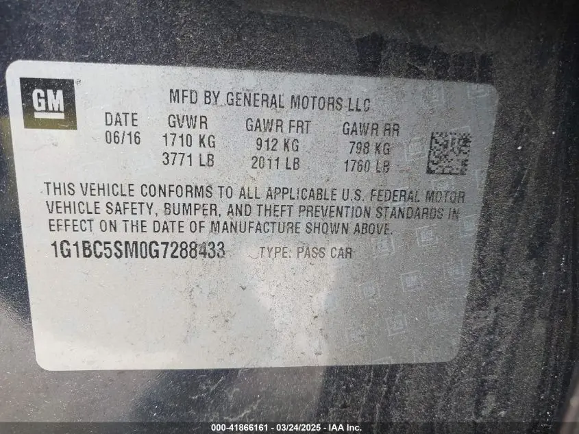 2016 CHEVROLET CRUZE LS AUTO