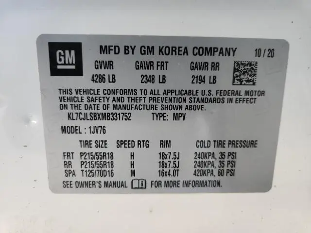 2021 CHEVROLET TRAX 1LT  