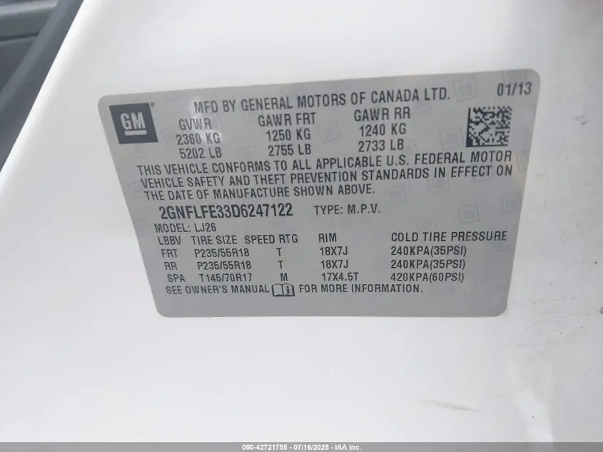 2013 CHEVROLET EQUINOX LTZ