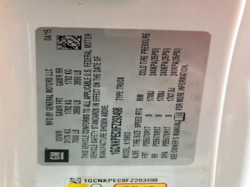 2015 CHEVROLET SILVERADO K1500  