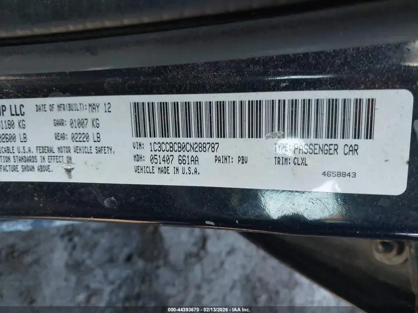 2012 CHRYSLER 200 LIMITED