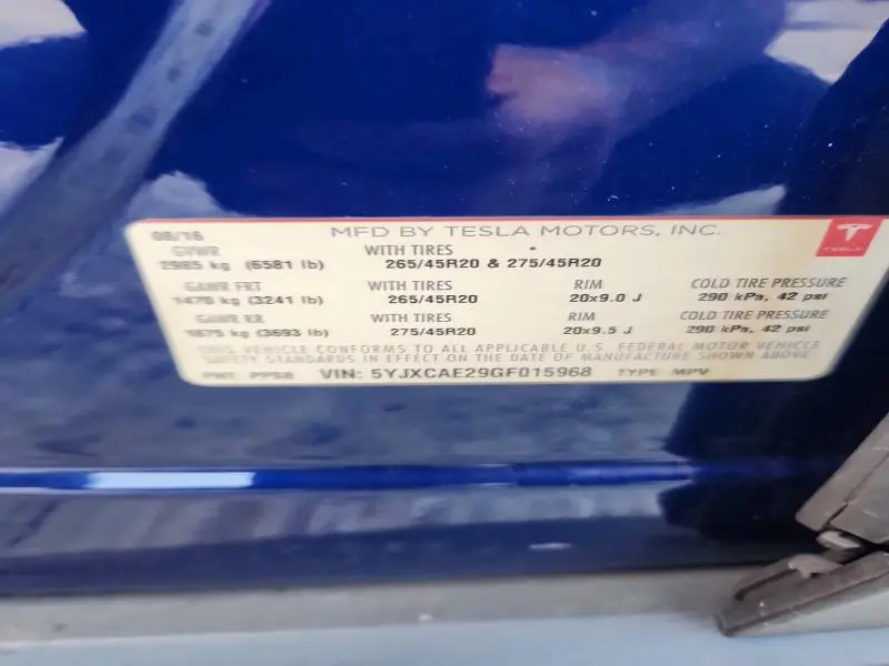 2016 TESLA MODEL X   