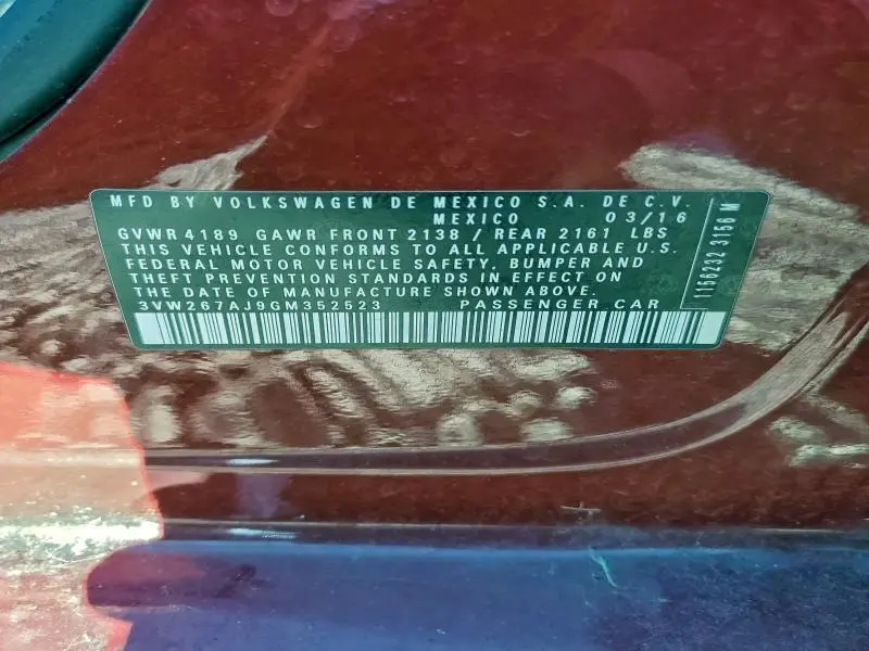 2016 VOLKSWAGEN JETTA S  