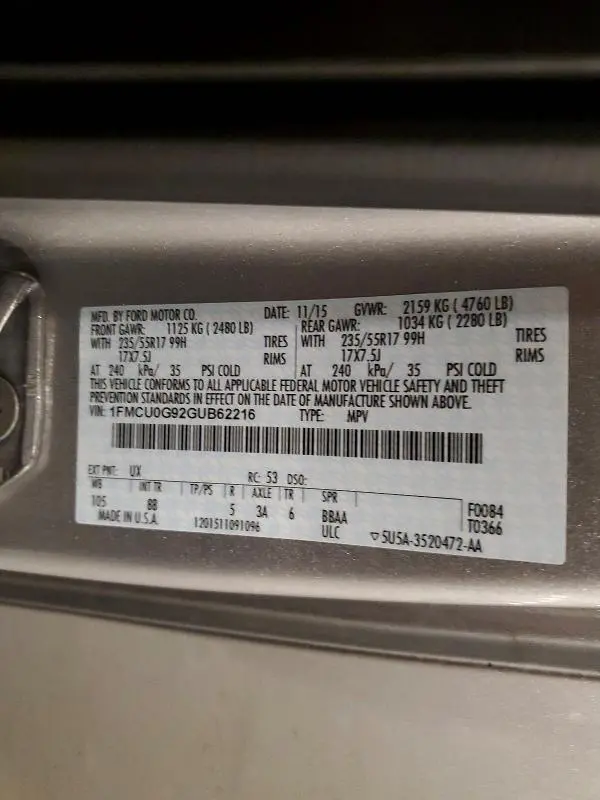 2016 FORD ESCAPE SE  