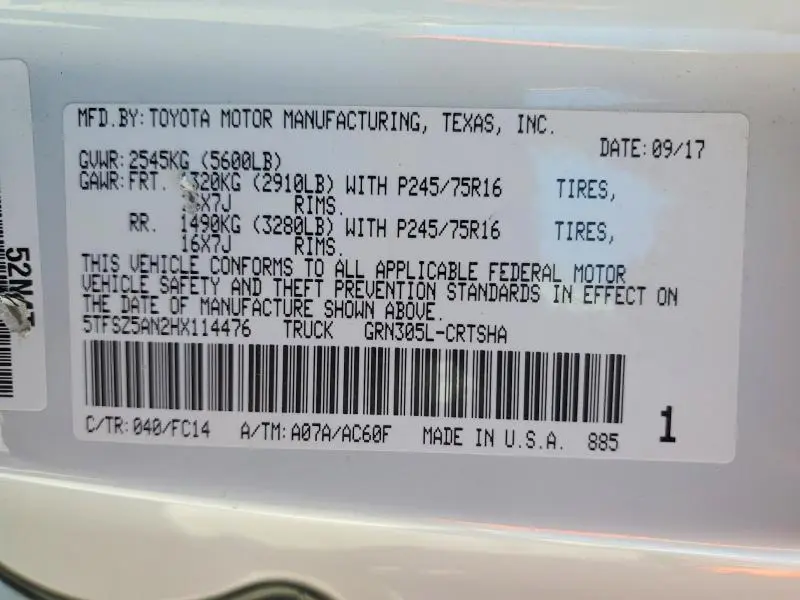 2017 TOYOTA TACOMA SR5 V6  