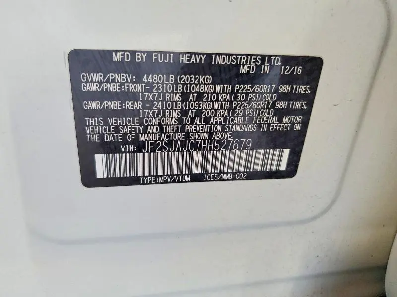 2017 SUBARU FORESTER 2.5I LIMITED  