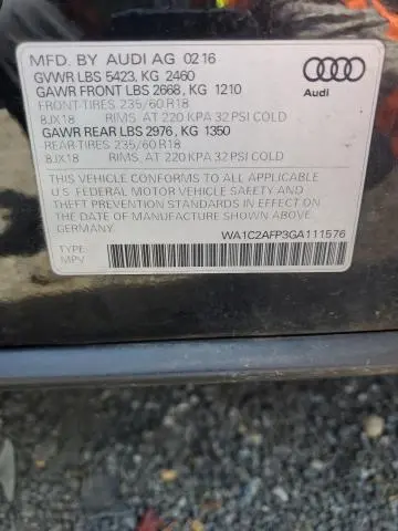 2016 AUDI Q5 PREMIUM  
