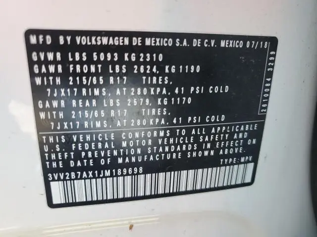 2018 VOLKSWAGEN TIGUAN SE  