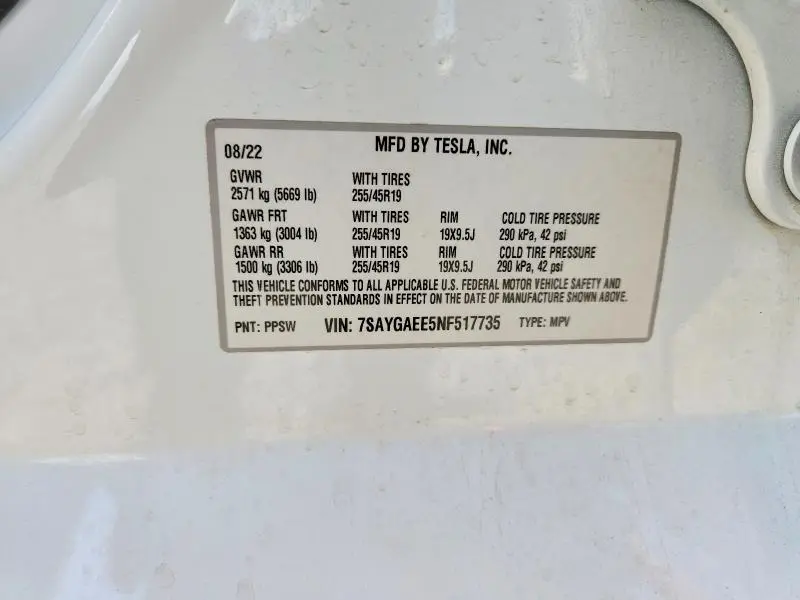2022 TESLA MODEL Y   