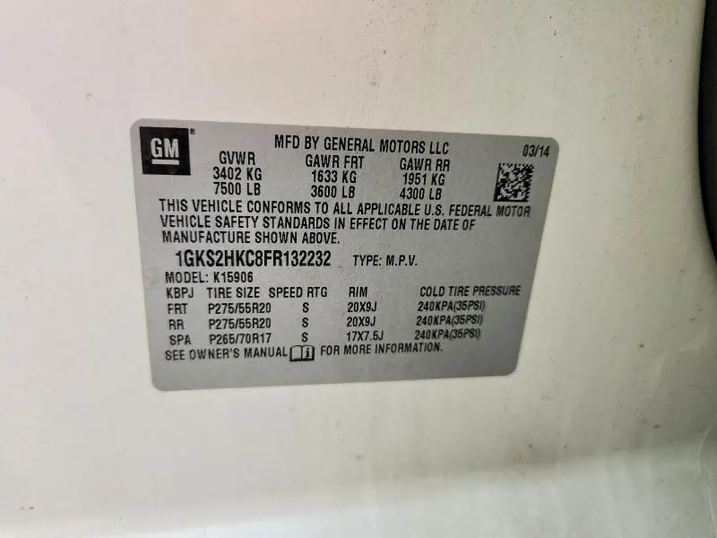 2015 GMC YUKON XL K1500 SLT  