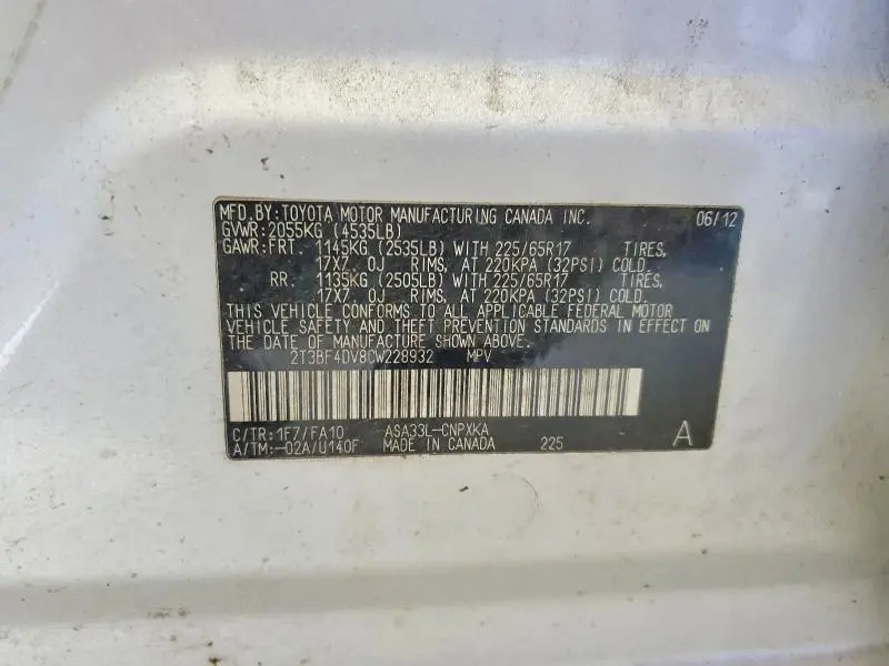 2012 TOYOTA RAV4 BASE  