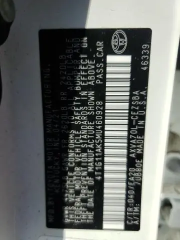 2021 TOYOTA CAMRY SE  