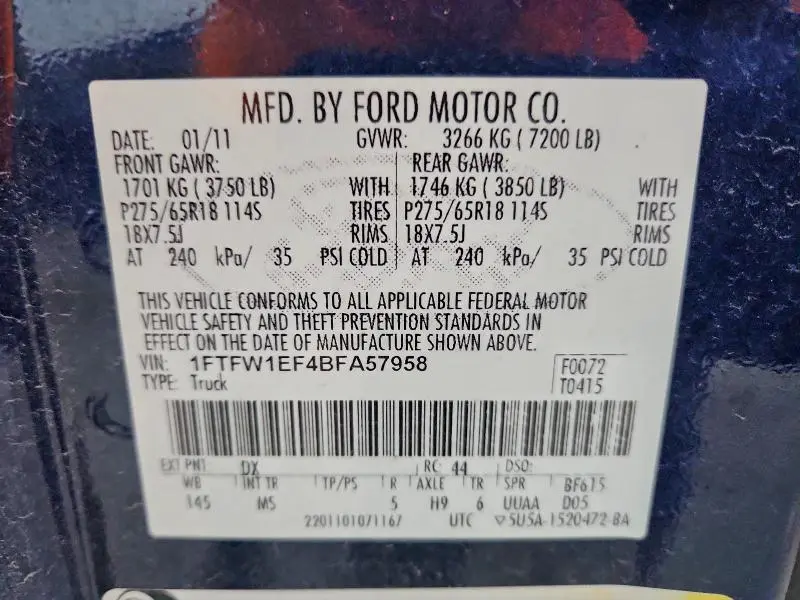 2011 FORD F150 SUPERCREW  