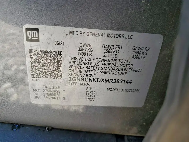 2021 CHEVROLET TAHOE C1500 LT  