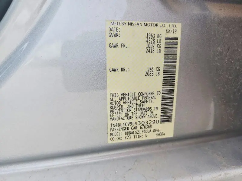 2020 NISSAN ALTIMA SR  