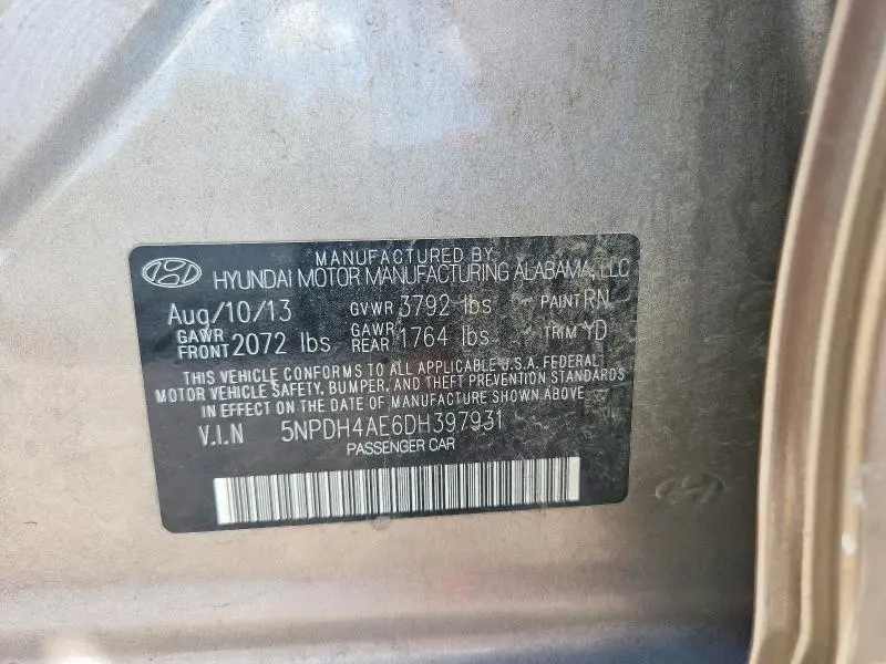 2013 HYUNDAI ELANTRA GLS  