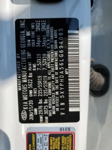 2020 KIA SORENTO EX  
