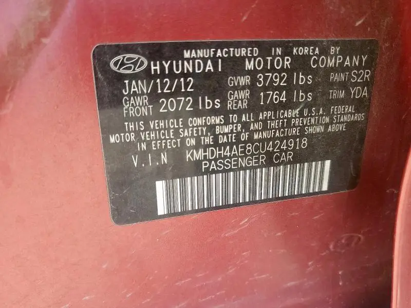 2012 HYUNDAI ELANTRA GLS  