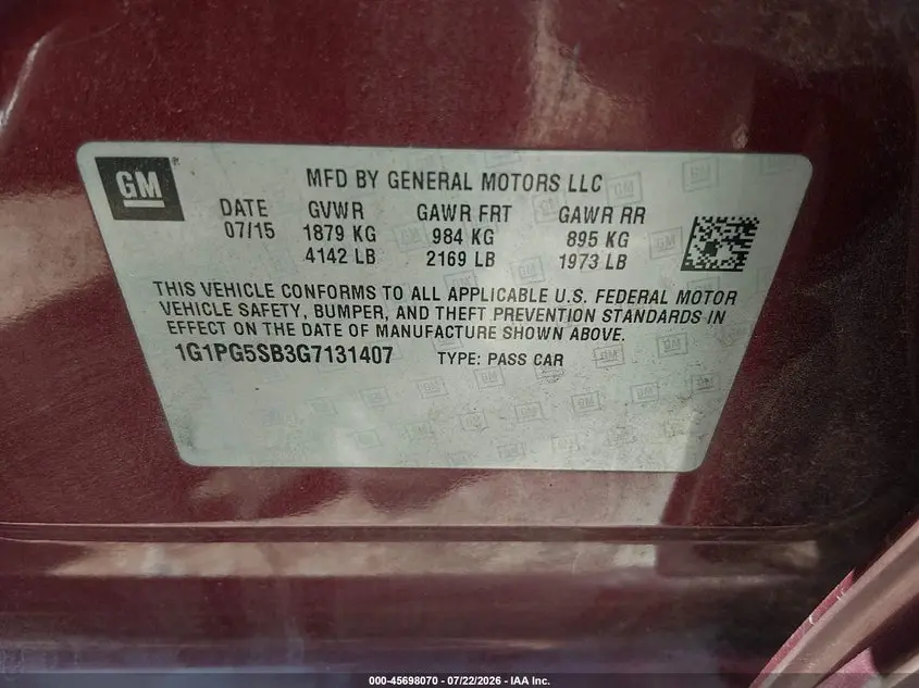 2016 CHEVROLET CRUZE LIMITED LTZ AUTO