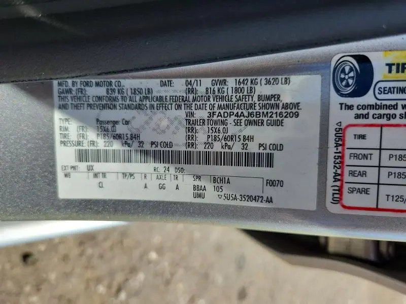 2011 FORD FIESTA S  